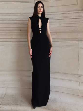 Vestido largo ajustado sin mangas con abertura en la boca de cerradura para mujer 2026