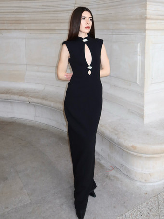 Vestido largo ajustado sin mangas con abertura en la boca de cerradura para mujer 2026