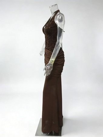 Abito da sera a sirena con scollo all'americana e paillettes con dettaglio in vita arricciato per donna 2026