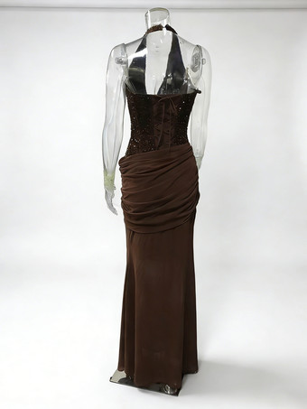 Abito da sera a sirena con scollo all'americana e paillettes con dettaglio in vita arricciato per donna 2026