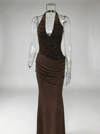 Abito da sera a sirena con scollo all'americana e paillettes con dettaglio in vita arricciato per donna 2026