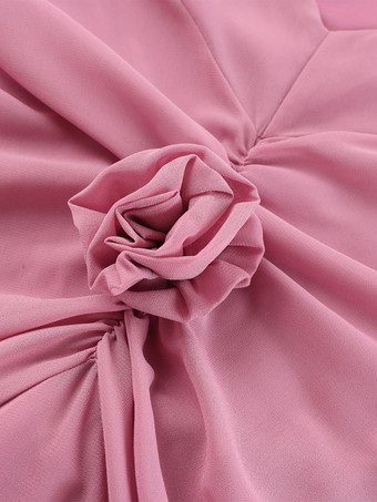 Vestido largo de sirena fruncido con espalda descubierta y volantes de roseta para mujer 2026