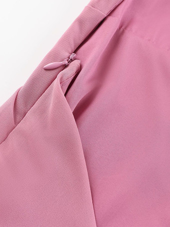 Vestido largo de sirena fruncido con espalda descubierta y volantes de roseta para mujer 2026