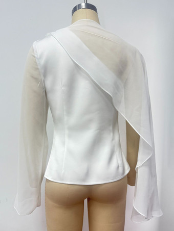 アシンメトリーシフォンケープスリーブブラウス（レディース）2026