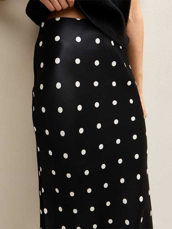ドット柄レーストリム ハイウエスト ミディ丈 マーメイドスカート レディース 2026