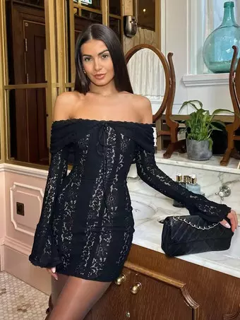 lace off the shoulder bodycon dress Amazon.com: Milumia Women's Lace Long Sleeve Mini Dress Sexy Off The Shoulder Bodycon Birthday Party Going Out Dresses Black XX-Small : Clothing, Shoes & Jewelry