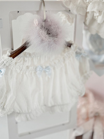 ホワイト スイートベージュの半袖ポリエステルトップス