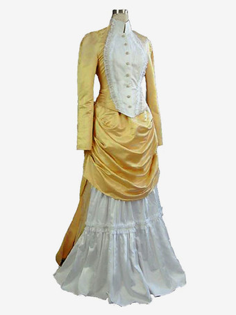 イエローアプリコット エドワード風ドレス 長袖 チュニック ヴィンテージドレス
