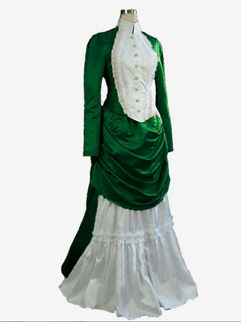 グリーン アプリコット エドワード風ドレス 長袖 チュニック ヴィンテージドレス
