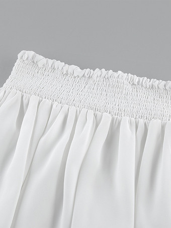 フリルトリムVネックフレアスリーブトップスとスモックウエストミニスカートのツーピースセット 2026