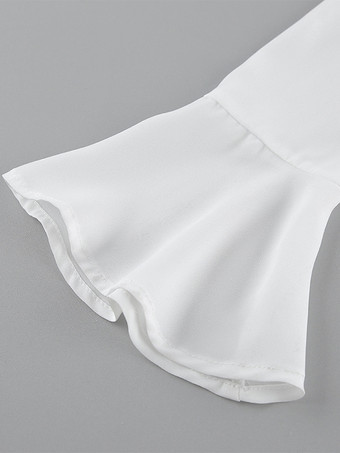 フリルトリムVネックフレアスリーブトップスとスモックウエストミニスカートのツーピースセット 2026