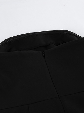 2026年レディース向け、アシンメトリープリーツドレープのストラップレスサマーミニドレス