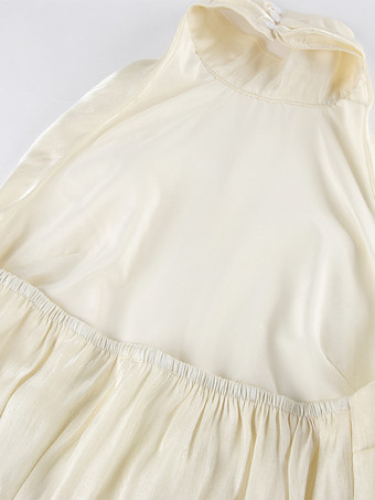 ホルターネック ルーシュ ノースリーブ バックレス パーティーブラウス トップス レディース 2026