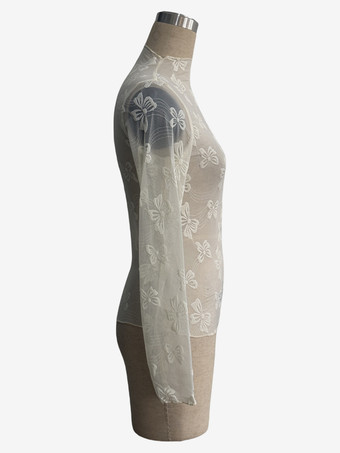 透明メッシュロングスリーブトップス（リボンジャカード総柄）レディース 2026