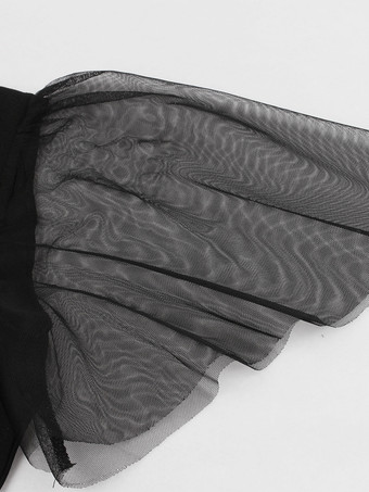 メッシュパッチワーク くり抜きネックライン Aライン スケータードレス レディース 2026