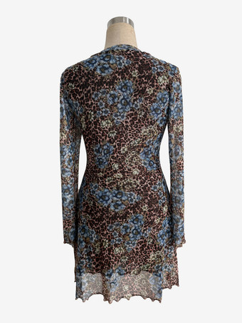 レオパード柄スリットフレアスリーブミニドレス（レディース）2026