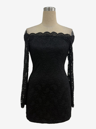 オフショルダー レース ボディコン 長袖 ミニドレス レディース 2026