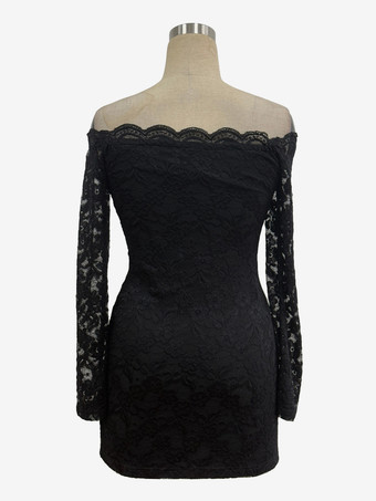 オフショルダー レース ボディコン 長袖 ミニドレス レディース 2026