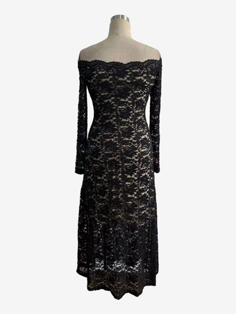 オフショルダー レース 長袖 ボディコン マキシドレス レディース 2026