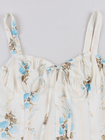 フローラルプリント ルーシュバスト ノースリーブ Aライン ミディ丈 ティードレス レディース 2026