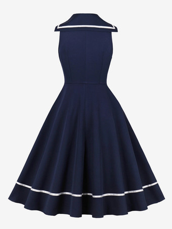 セーラーカラー ボウノット ノースリーブ レトロ スイング Aライン ドレス レディース 2026