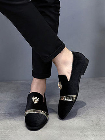 スエード メンズ ローファー ラウンドトゥ デザイン フラット スリッポン プロムシューズ