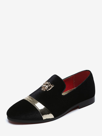 ブラック スエード メンズ ローファー ラウンドトゥ デザイン フラット スリッポン プロムシューズ