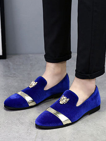 スエード メンズ ローファー ラウンドトゥ デザイン フラット スリッポン プロムシューズ