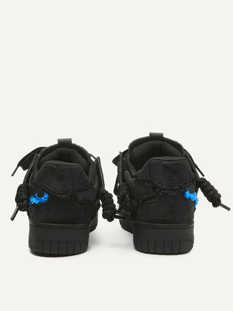 メンズ ブラック スニーカー ラウンドトゥ レースアップ スケートスニーカー