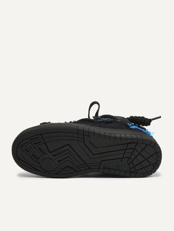 メンズ ブラック スニーカー ラウンドトゥ レースアップ スケートスニーカー