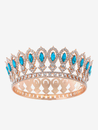 レイクブルー ビクトリア朝の合金製ティアラ、クラウン、クリスタル、合成宝石、女性用ヘッドウェア