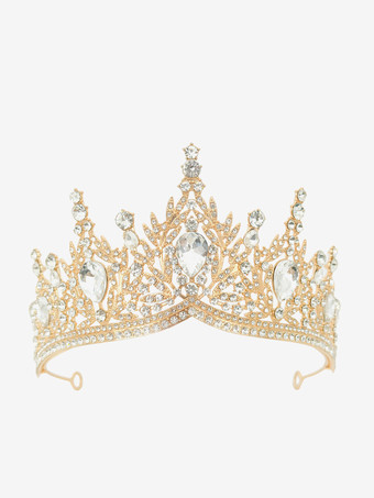 ゴールド 赤い女性用女王クラウンプリンセス合成宝石ティアラ女性用ロイヤルマスカレードパーティーアクセサリー