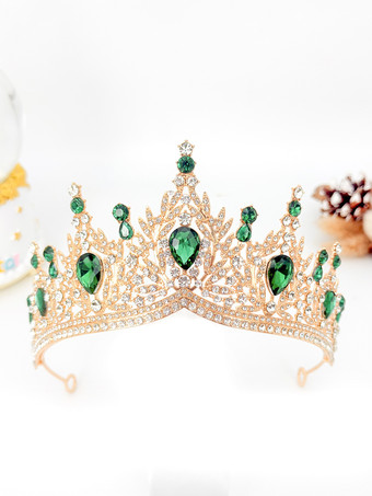 グリーン 赤い女性用女王クラウンプリンセス合成宝石ティアラ女性用ロイヤルマスカレードパーティーアクセサリー