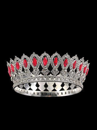 エンバーレッドビクトリア朝の合金製ティアラ、クラウン、クリスタル、合成宝石、女性用ヘッドウェア