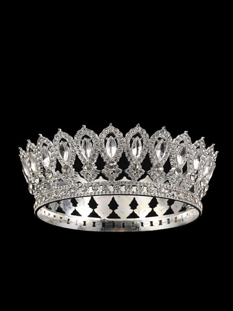 シルバー ビクトリア朝の合金製ティアラ、クラウン、クリスタル、合成宝石、女性用ヘッドウェア