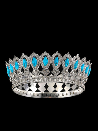 ティールビクトリア朝の合金製ティアラ、クラウン、クリスタル、合成宝石、女性用ヘッドウェア