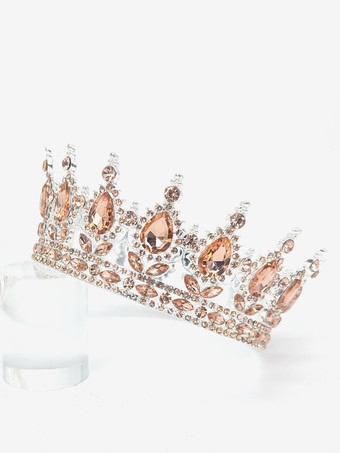 ライトゴール赤いヴィンテージクラウンティアラエレガントな合金クリスタルヘッドウェアアクセサリー