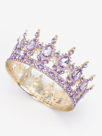 ライラック赤いヴィンテージクラウンティアラエレガントな合金クリスタルヘッドウェアアクセサリー