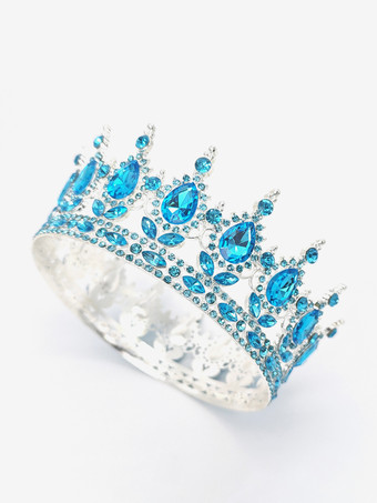 アクアグリーン赤いヴィンテージクラウンティアラエレガントな合金クリスタルヘッドウェアアクセサリー