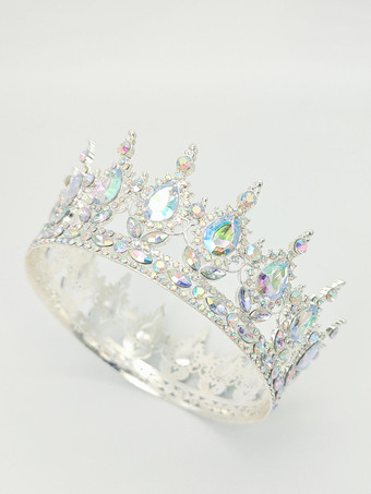 グラデーションカラー赤いヴィンテージクラウンティアラエレガントな合金クリスタルヘッドウェアアクセサリー