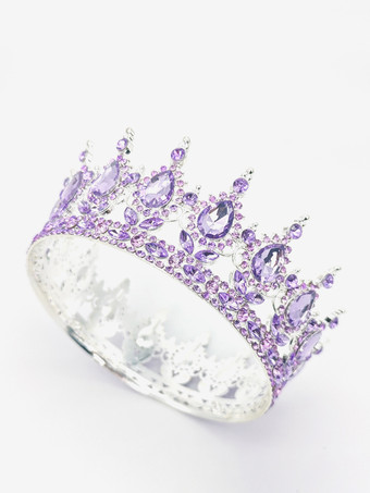 バイオレット赤いヴィンテージクラウンティアラエレガントな合金クリスタルヘッドウェアアクセサリー