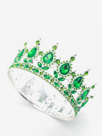 グリーン 赤いヴィンテージクラウンティアラエレガントな合金クリスタルヘッドウェアアクセサリー