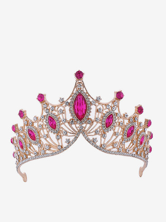 ローズレッドゴールデンレディースヴィンテージクラウンクリスタル合金クイーンプリンセスヘッドウェア