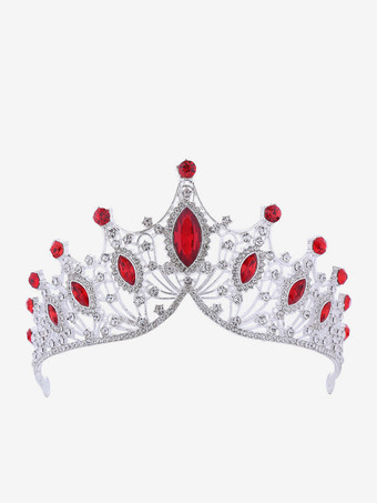レッド ゴールデンレディースヴィンテージクラウンクリスタル合金クイーンプリンセスヘッドウェア
