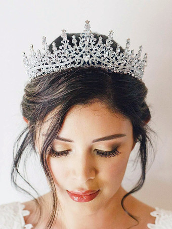シルバー 女性用合金ティアラ クイーン プリンセス クリスタル 合成宝石 ヴィンテージ クラウン