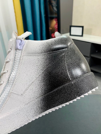 ハイトップスケートスニーカー ラウンドトゥ ジップアップ レースアップ カジュアルスニーカー