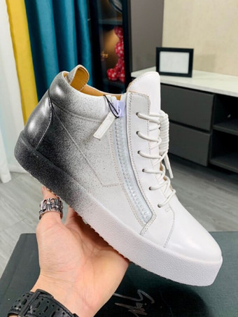 ハイトップスケートスニーカー ラウンドトゥ ジップアップ レースアップ カジュアルスニーカー