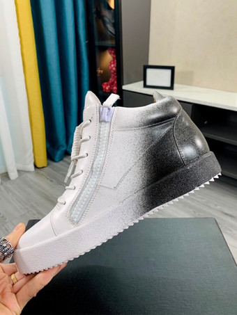 ハイトップスケートスニーカー ラウンドトゥ ジップアップ レースアップ カジュアルスニーカー