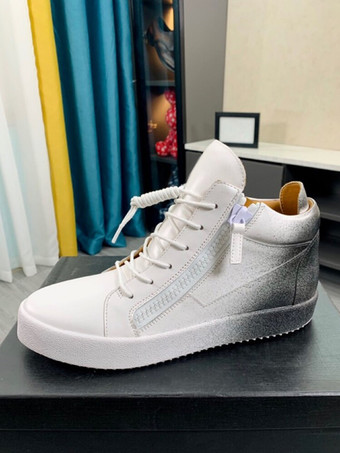 ハイトップスケートスニーカー ラウンドトゥ ジップアップ レースアップ カジュアルスニーカー