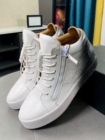 ハイトップスケートスニーカー ラウンドトゥ ジップアップ レースアップ カジュアルスニーカー